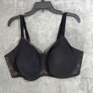 HoneyLove Crossover Wireless Seamless Bra Size 3X/44DD Black Lace/Nude Comfort